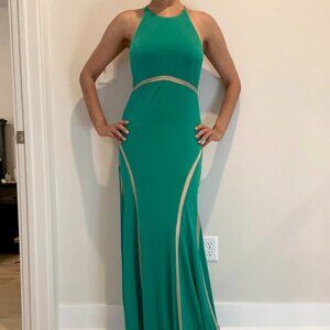 Long Emerald Green Gown Maxi Dress